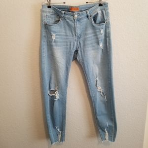 Wax Jean Butt I Love You Light Blue Distressed Skinny Jeans